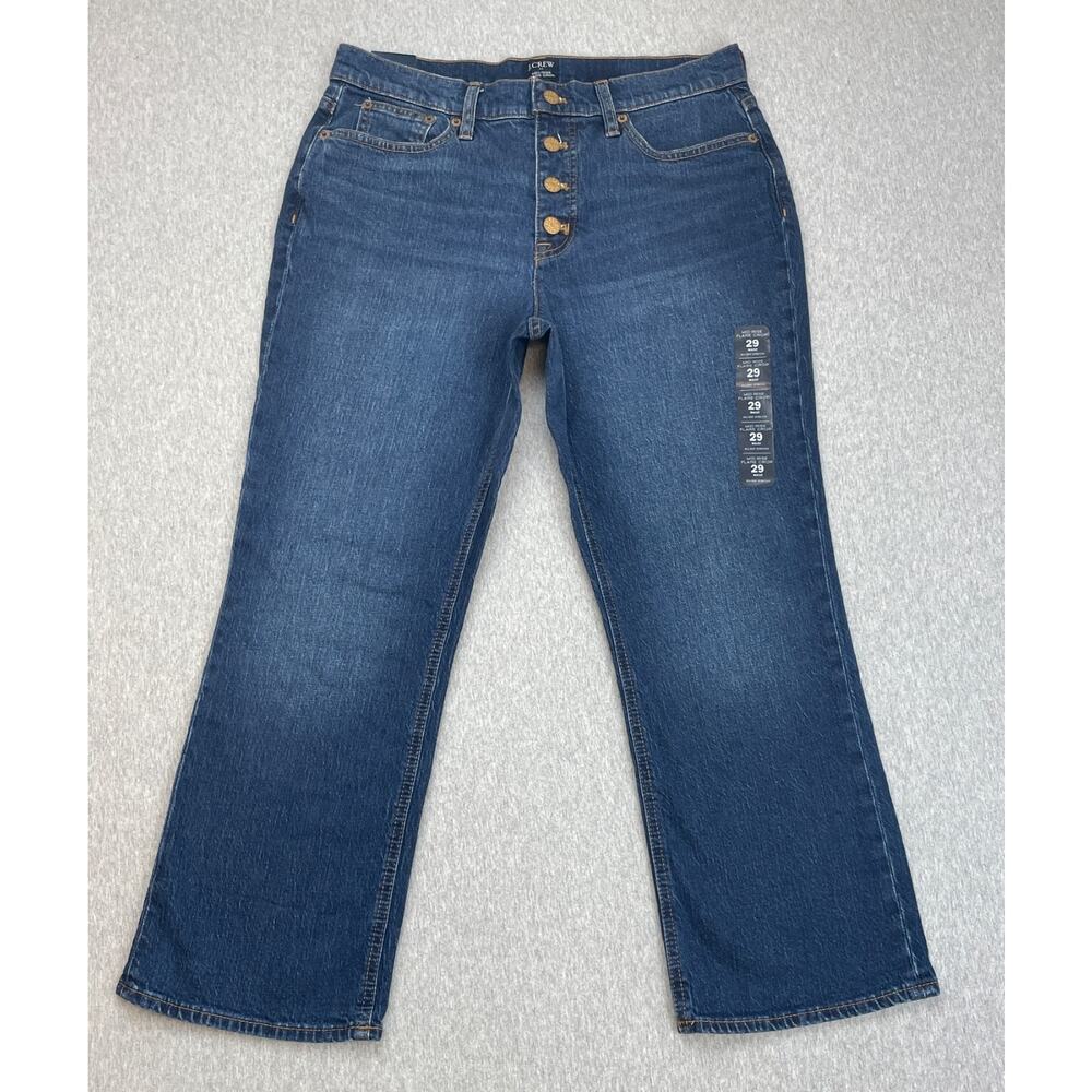 J Crew Jeans Womens 29‎ Blue Cotton Blend Stretch Button Fly Flare NWT